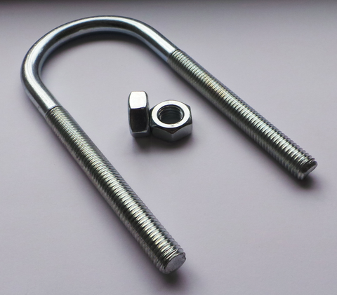 140mm X M12 Extended Bright Zinc Plated Steel U Bolt & 2 Nuts