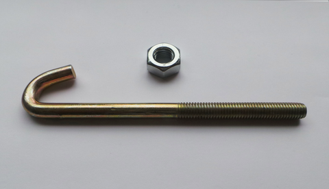 180mm X M8 Zinc Yellow Passivated Steel Hook Bolt & 1 Nut
