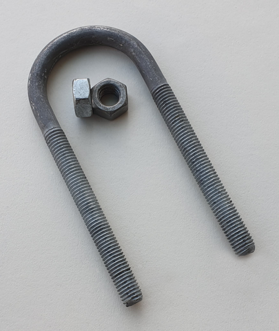 225mm X M16 Extended Hot Spun Galvanised Steel U Bolt & 2 Nuts